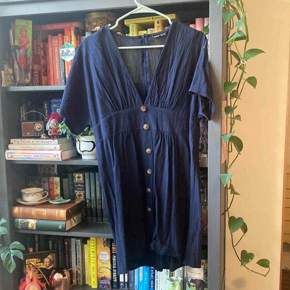Navy Button-Down Dress